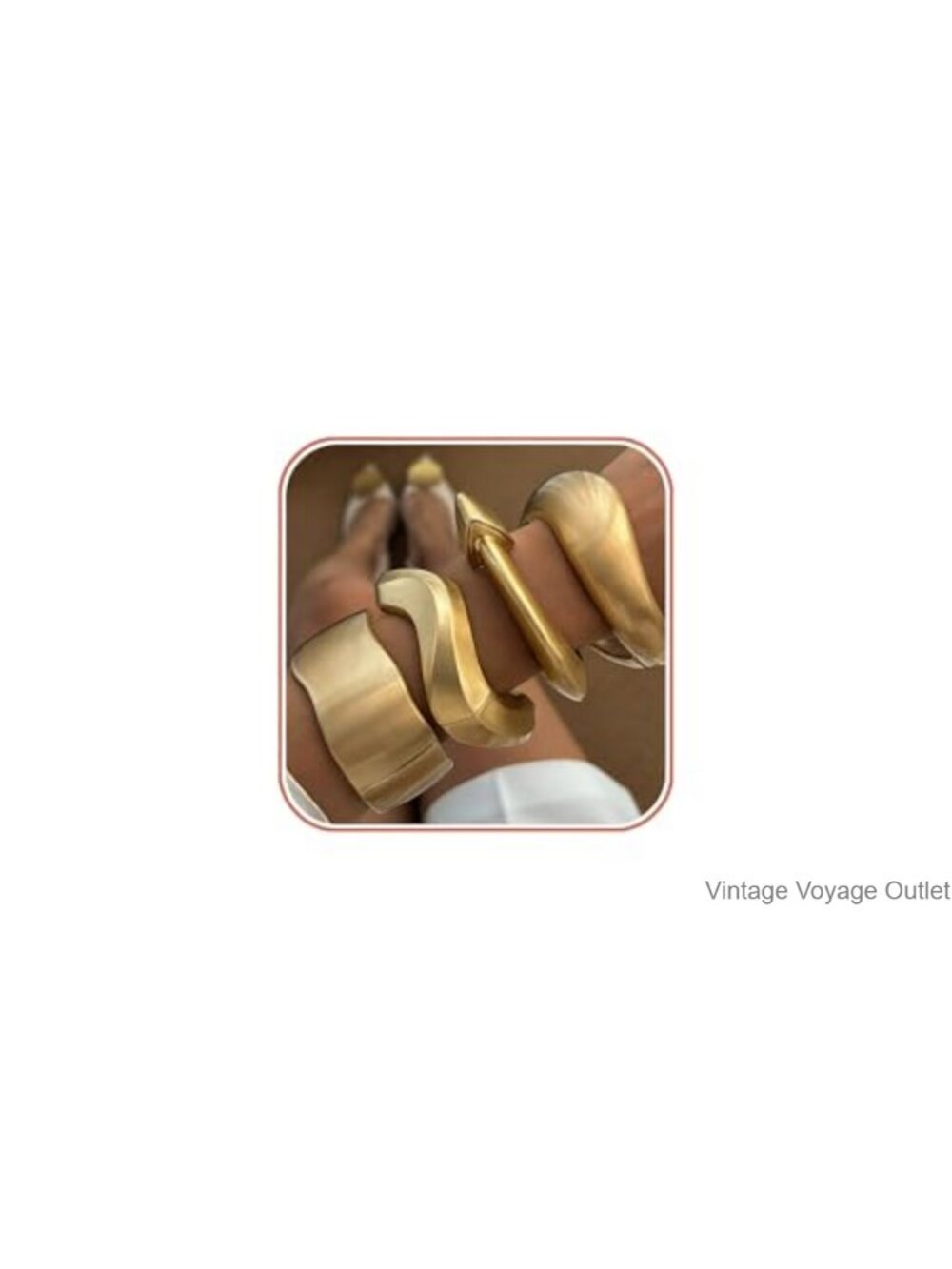 Chunky Gold Tone Cuff Bracelets Geometric Bangle Set for Women
